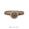 Le Vian Round Chocolate Diamond Ring w/ Round Brilliant Cut White Diamond Halo in 14k Rose Gold - Thumbnail 1