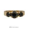 Round Black Diamond 1.75cttw 3 Stone Ring in Wide 18K Yellow Gold Mounting - Thumbnail 1