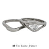 Half Bezel Set Tension Style .75ct Round Diamond Bridal Set in 14K White Gold - Thumbnail 4