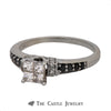 Princess Cut Diamond Cluster Engagement Ring with Black Diamond Accents - Thumbnail 3