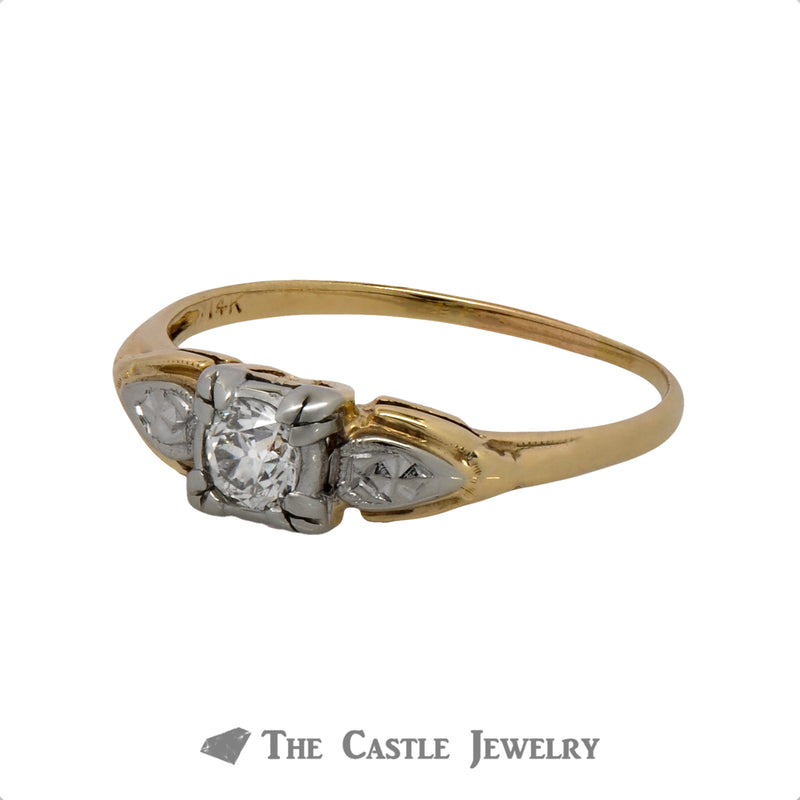 .30ct Old European Cut Diamond Solitaire Engagement Ring in 14k Two-Tone Gold