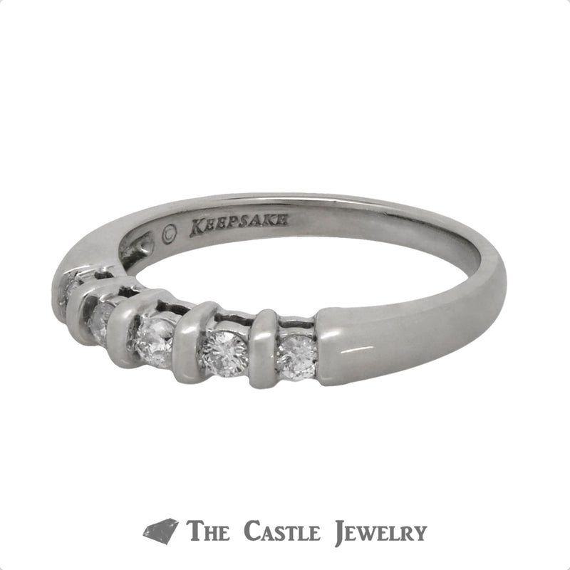 .20cttw Five Diamond Wedding Band in 14k White Gold