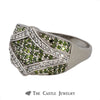 Green & White Diamond Cluster Ring With Fancy Rectangle Shaped Design - Thumbnail 3