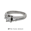 Princess Cut Three Stone Diamond Engagement Ring with Accents in a Cathedral Mounting - Thumbnail 3