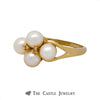 Quadruple 5.5mm Pearl Ring with Diamond Accents Crafted in 14k Yellow Gold - Thumbnail 3