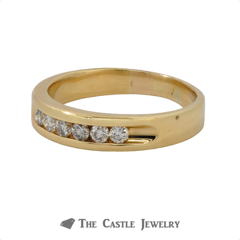 Gent's Channel-Set Round Brilliant Cut Diamond Wedding Band .35cttw In 18K Yellow Gold