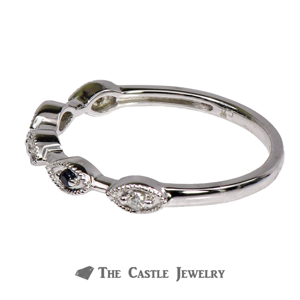 Sapphire Stackable Ring with Diamond Accents in 10K White Gold
