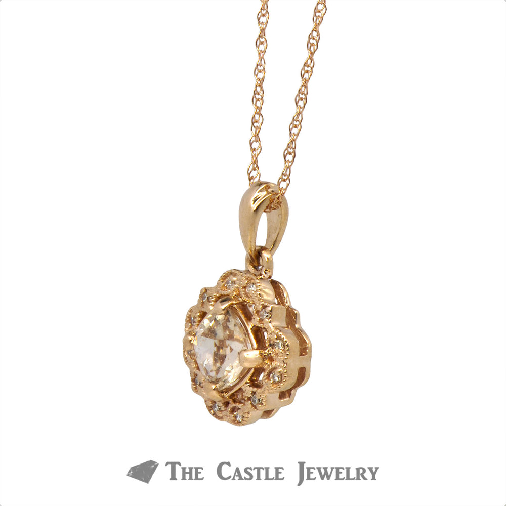 Cushion Cut Morganite Necklace in Rose Gold