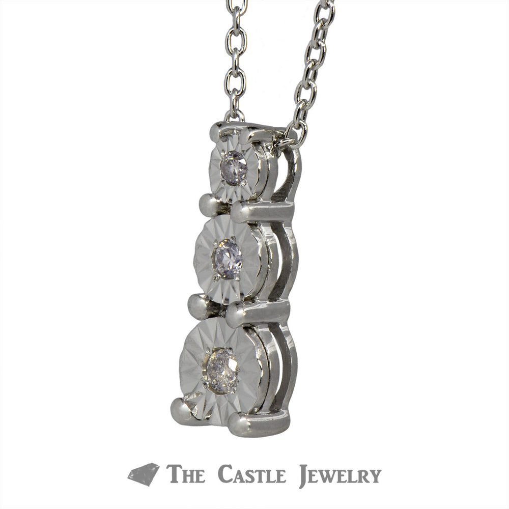 Three Diamond .10cttw Diamond Illusion Necklace in Sterling Silver