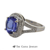 Oval Tanzanite Ring with Layered Diamond Bezel - Thumbnail 3