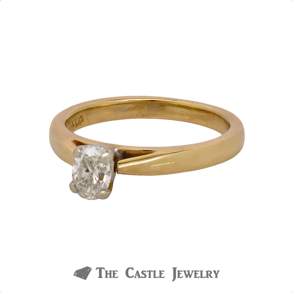Oval Cut .48ct Diamond Solitaire Engagement Ring in 14k Yellow Gold
