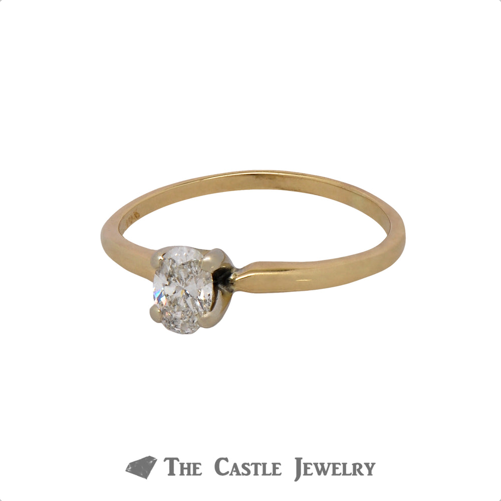 Oval Cut .45ct Diamond Solitaire Engagement Ring in 14k Yellow Gold